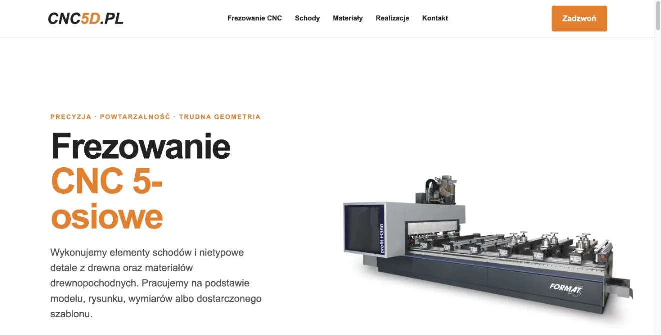 Realizacja strony firmowej CNC5D