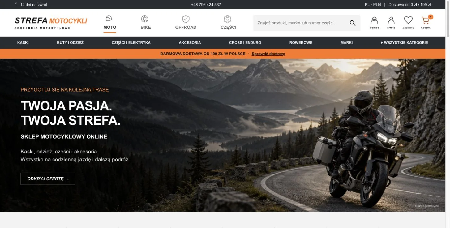 Realizacja sklepu Strefa Motocykli na PrestaShop